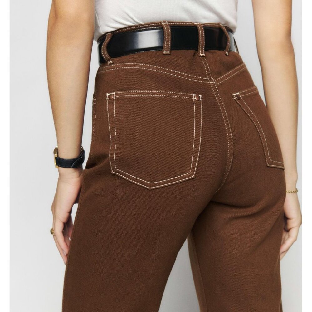 Reformation Jeans Cowboy High Rise Straight Leg Chocolate Tencel Blend Size 8/29